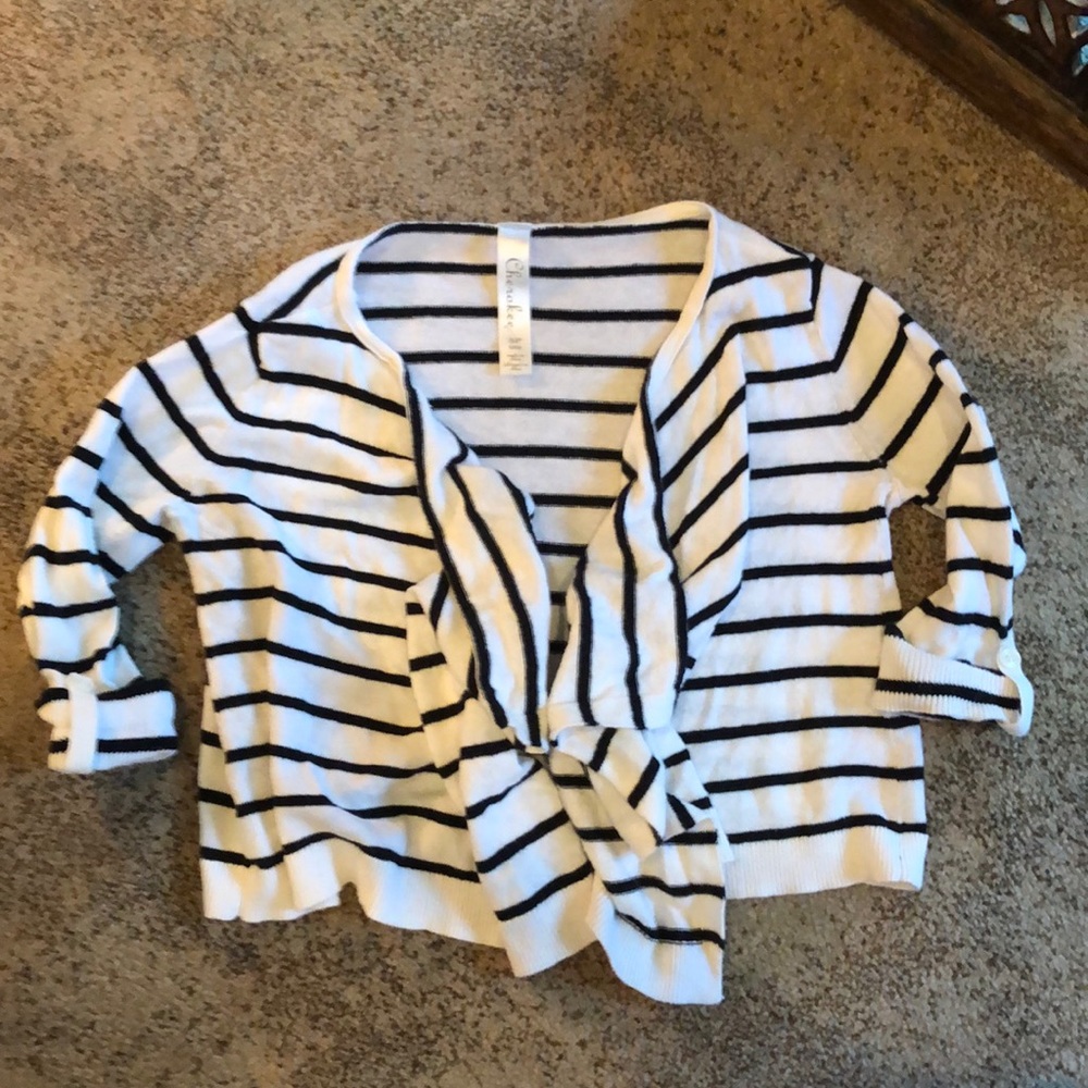 Girls black/white swing sweater